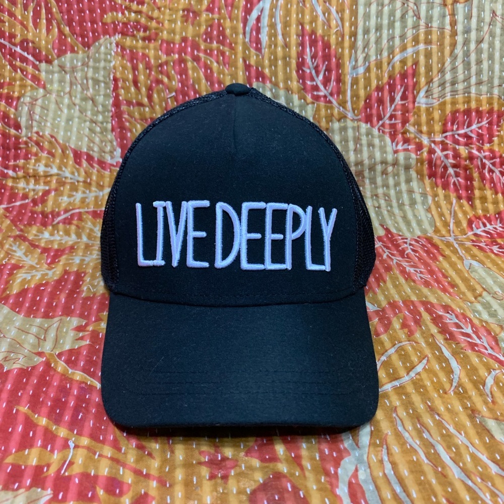 Live Deeply Black Embroidered Cap Hat SnapBack